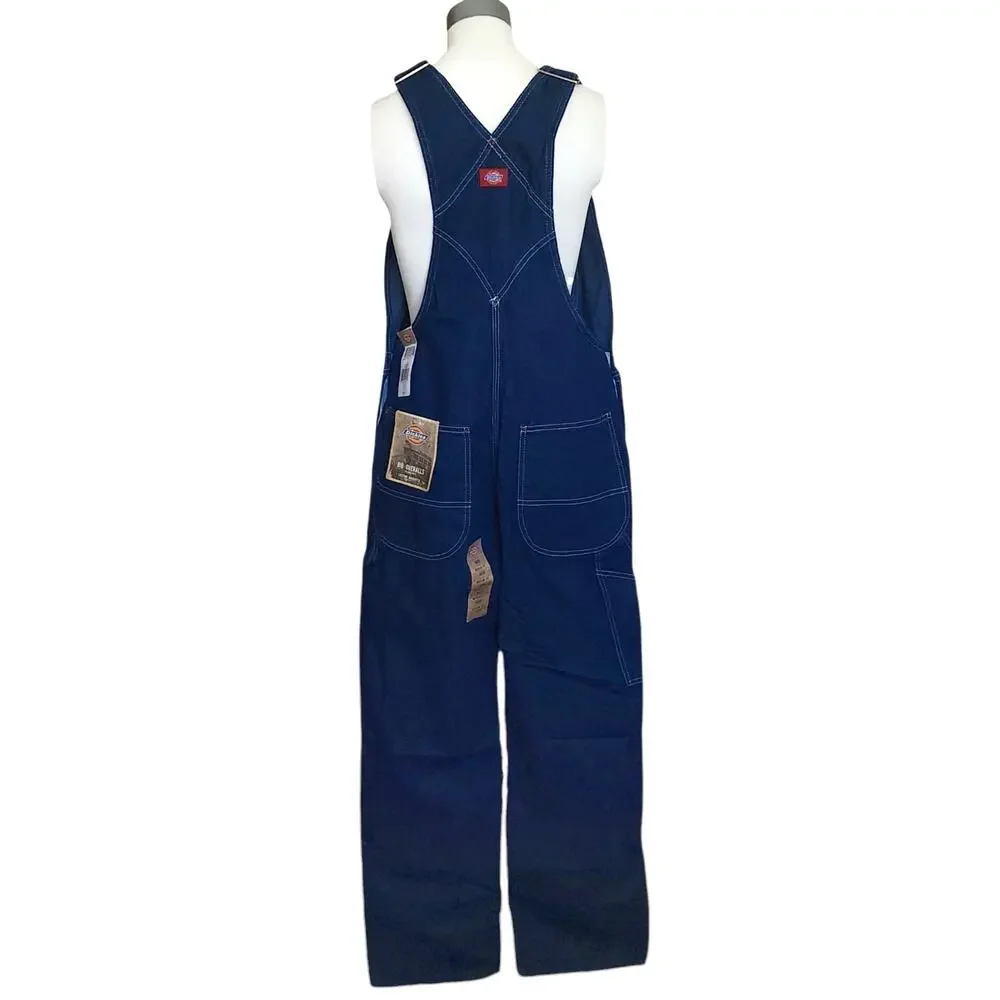 DICKIES Regular Fit classic denim bib indigo overalls carpenter Size 32 x 32 NEW